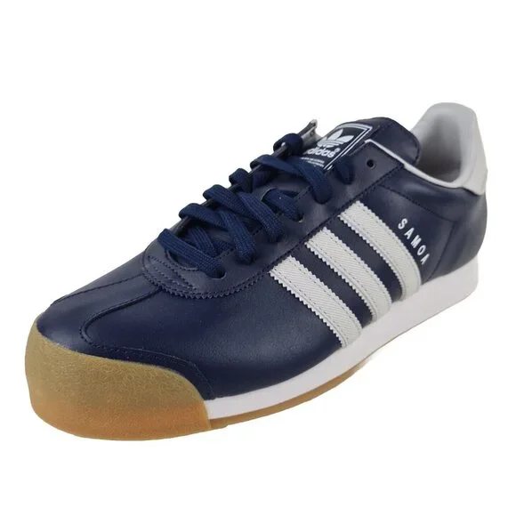 adidas Originals SAMOA Blue Grey Mens Shoes Leather Sneakers - Picture 2 of 11